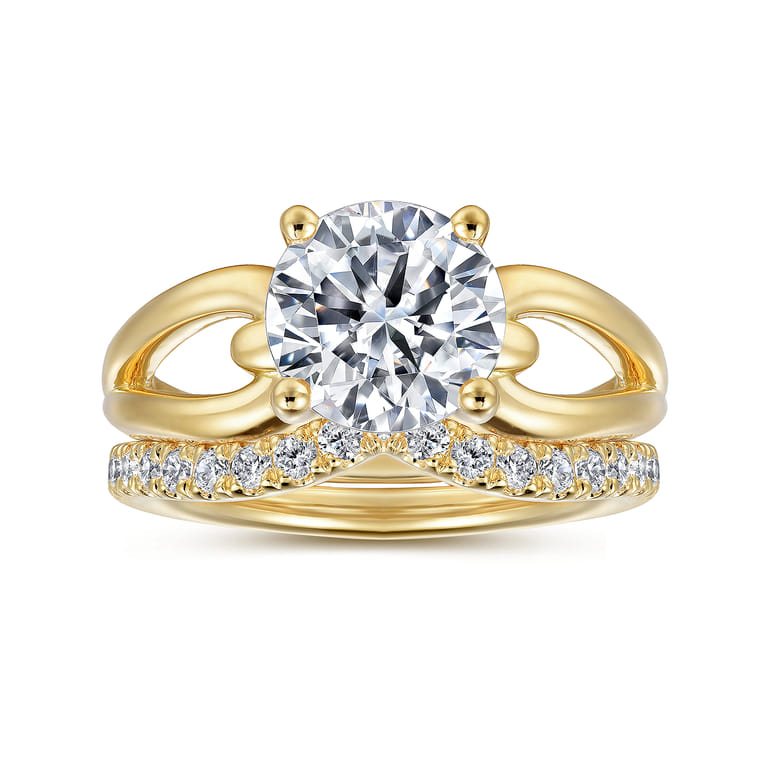 Elie - 14K Yellow Gold Round Split Shank Diamond Engagement Ring - Shot 4