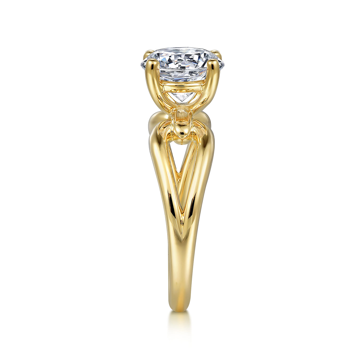 Elie - 14K Yellow Gold Round Split Shank Diamond Engagement Ring - Shot 5