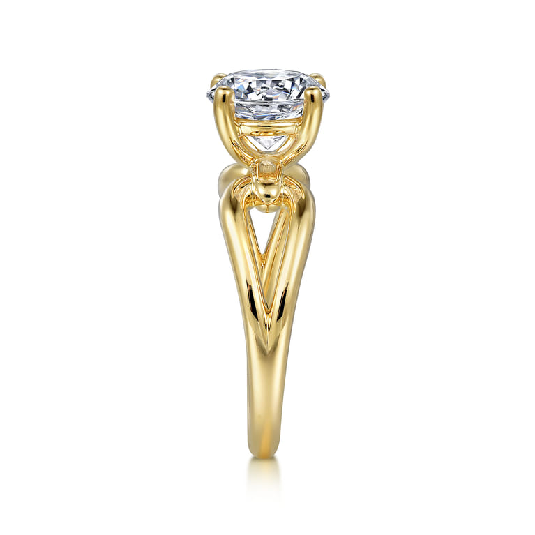 Elie - 14K Yellow Gold Round Split Shank Diamond Engagement Ring - Shot 5