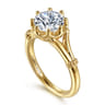 Rey - Vintage Inspired 14K Yellow Gold Split Shank Round Diamond Engagement Ring