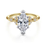Celia - 14K White-Yellow Gold Marquise Shape Diamond Engagement Ring - 0.07 ct