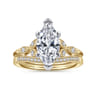 Celia - 14K White-Yellow Gold Marquise Shape Diamond Engagement Ring - 0.07 ct