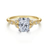 Celia - 14K White-Yellow Gold Oval Diamond Engagement Ring - 0.07 ct