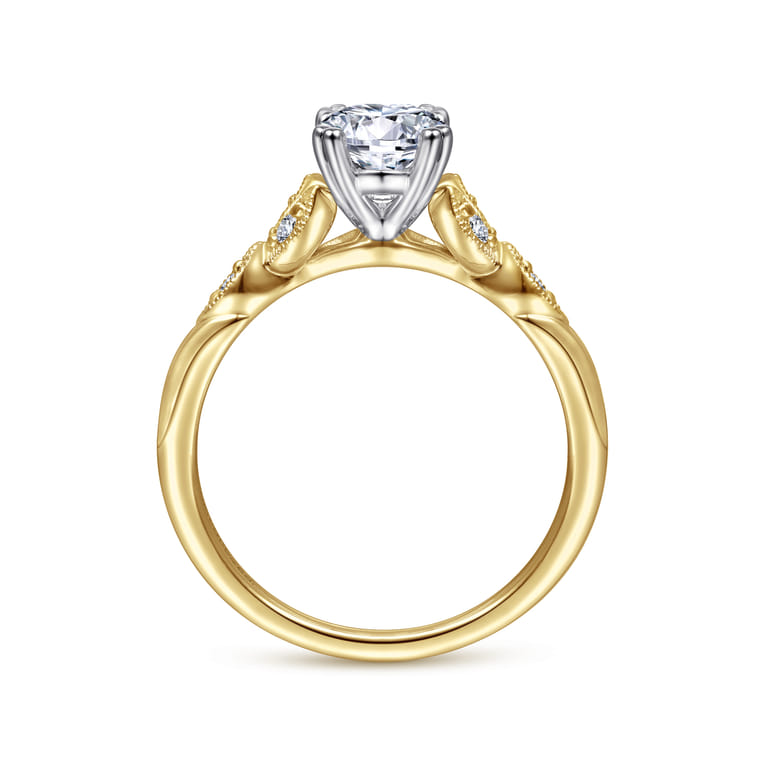 Celia - 14K White-Yellow Gold Oval Diamond Engagement Ring - 0.07 ct - Shot 2