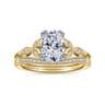 Celia - 14K White-Yellow Gold Oval Diamond Engagement Ring - 0.07 ct