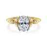 Celia - 14K White-Yellow Gold Oval Diamond Engagement Ring - 0.08 ct