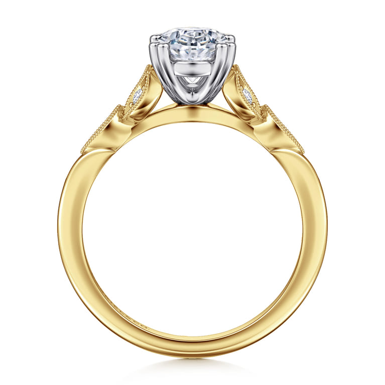 Celia - 14K White-Yellow Gold Oval Diamond Engagement Ring - 0.08 ct - Shot 2