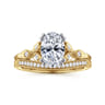 Celia - 14K White-Yellow Gold Oval Diamond Engagement Ring - 0.08 ct