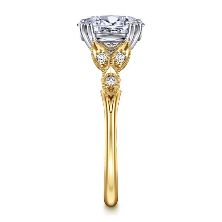 Celia - 14K White-Yellow Gold Oval Diamond Engagement Ring - 0.08 ct - Shot 5