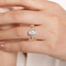 Celia - 14K White-Yellow Gold Oval Diamond Engagement Ring - 0.08 ct