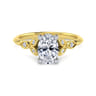 Eliza - Vintage Inspired 14K White-Yellow Gold Split Shank Oval Diamond Engagement Ring - 0.07 ct
