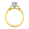 Eliza - Vintage Inspired 14K White-Yellow Gold Split Shank Oval Diamond Engagement Ring - 0.07 ct