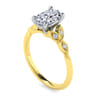 Eliza - Vintage Inspired 14K White-Yellow Gold Split Shank Oval Diamond Engagement Ring - 0.07 ct