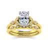 Eliza - Vintage Inspired 14K White-Yellow Gold Split Shank Oval Diamond Engagement Ring - 0.07 ct