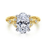 Brigida - Vintage Inspired 14K Yellow Gold Oval Diamond Engagement Ring - 0.18 ct
