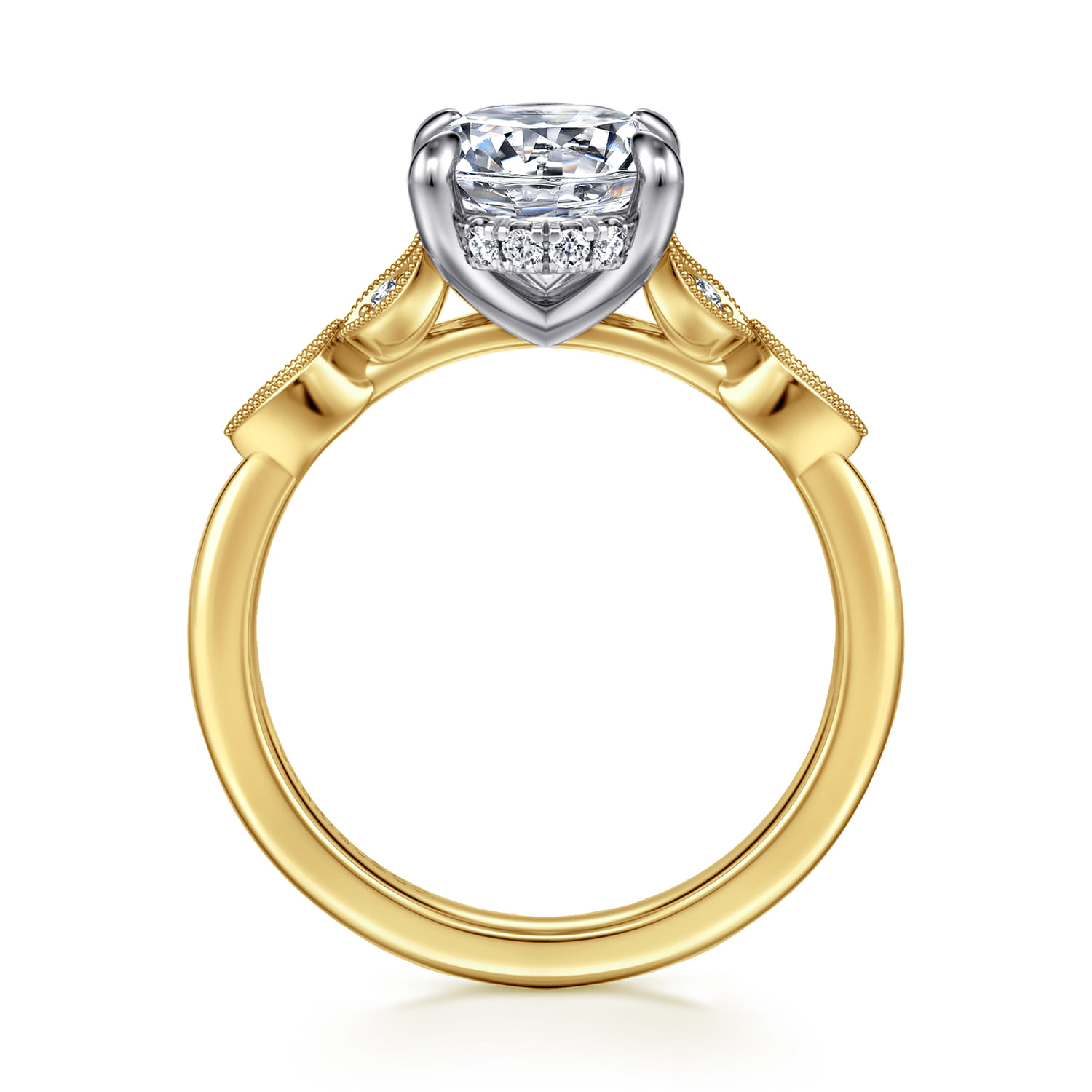 Brigida - Vintage Inspired 14K Yellow Gold Oval Diamond Engagement Ring - 0.18 ct - Shot 2
