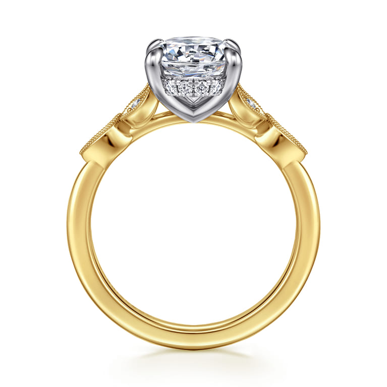 Brigida - Vintage Inspired 14K Yellow Gold Oval Diamond Engagement Ring - 0.18 ct - Shot 2