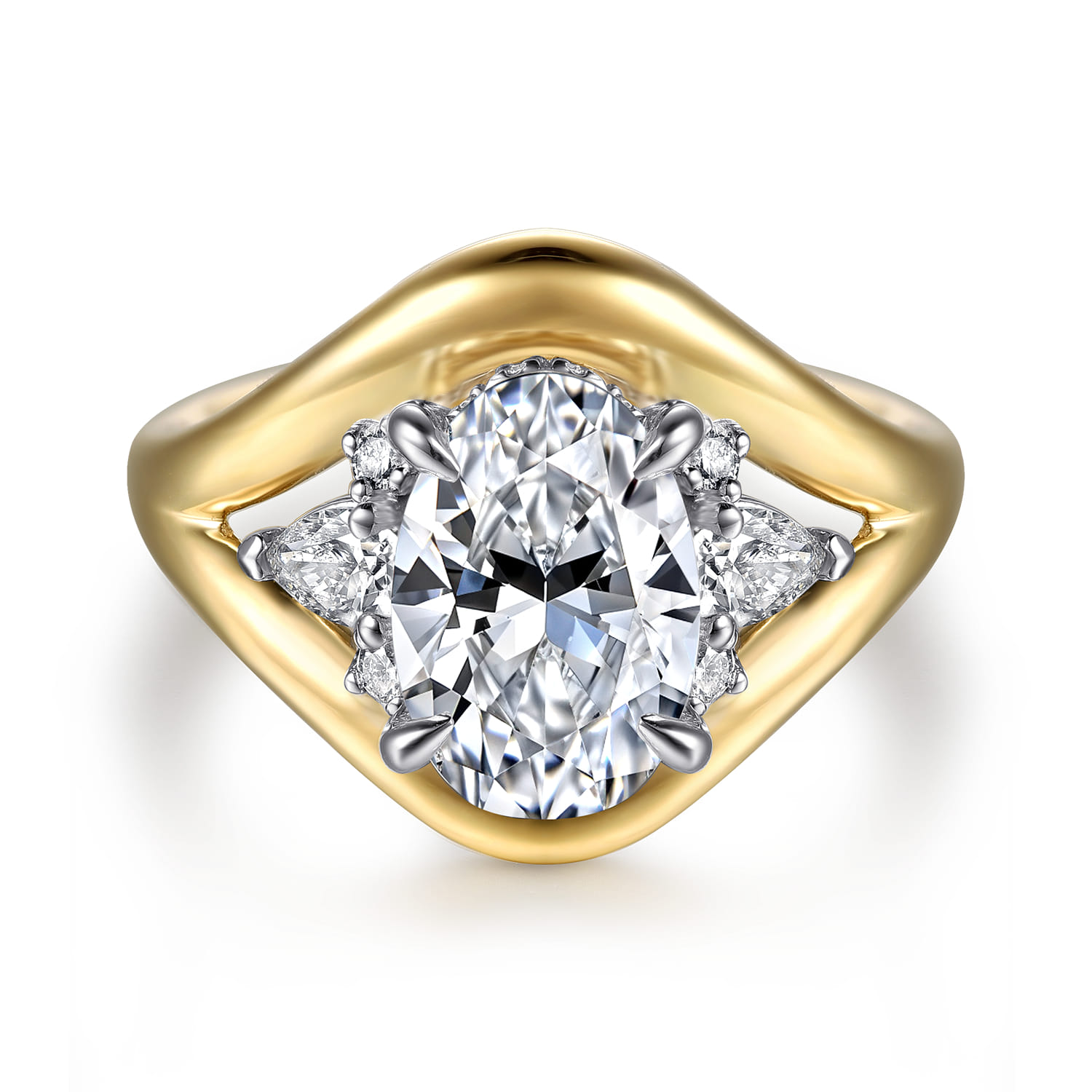 Gail - 14K White-Yellow Gold Oval Diamond Engagement Ring - 0.4 ct - Shot 1