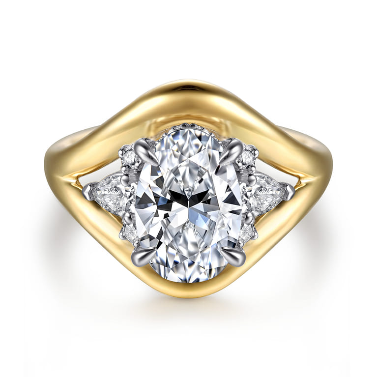 Gail - 14K White-Yellow Gold Oval Diamond Engagement Ring - 0.4 ct - Shot 1
