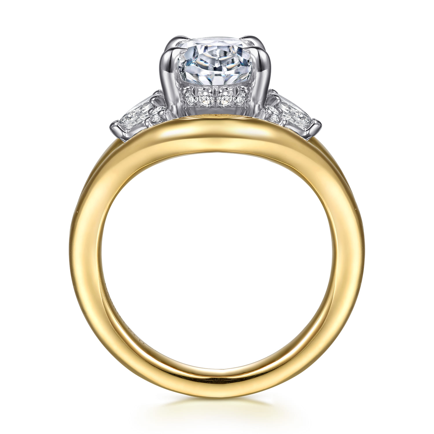 Gail - 14K White-Yellow Gold Oval Diamond Engagement Ring - 0.4 ct - Shot 2