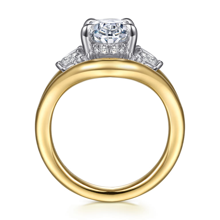Gail - 14K White-Yellow Gold Oval Diamond Engagement Ring - 0.4 ct - Shot 2