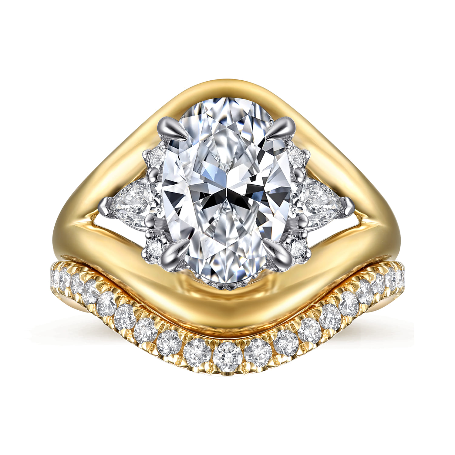 Gail - 14K White-Yellow Gold Oval Diamond Engagement Ring - 0.4 ct - Shot 4