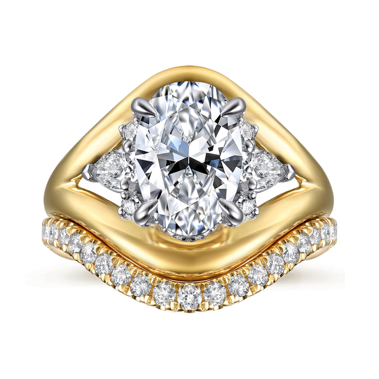 Gail - 14K White-Yellow Gold Oval Diamond Engagement Ring - 0.4 ct - Shot 4