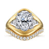 Gail - 14K White-Yellow Gold Oval Diamond Engagement Ring - 0.4 ct