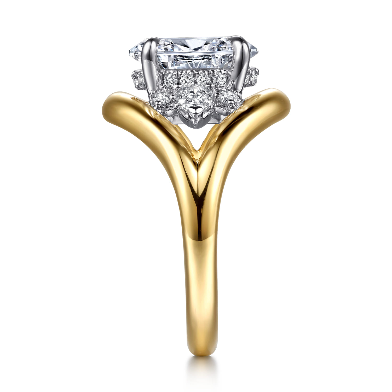 Gail - 14K White-Yellow Gold Oval Diamond Engagement Ring - 0.4 ct - Shot 5