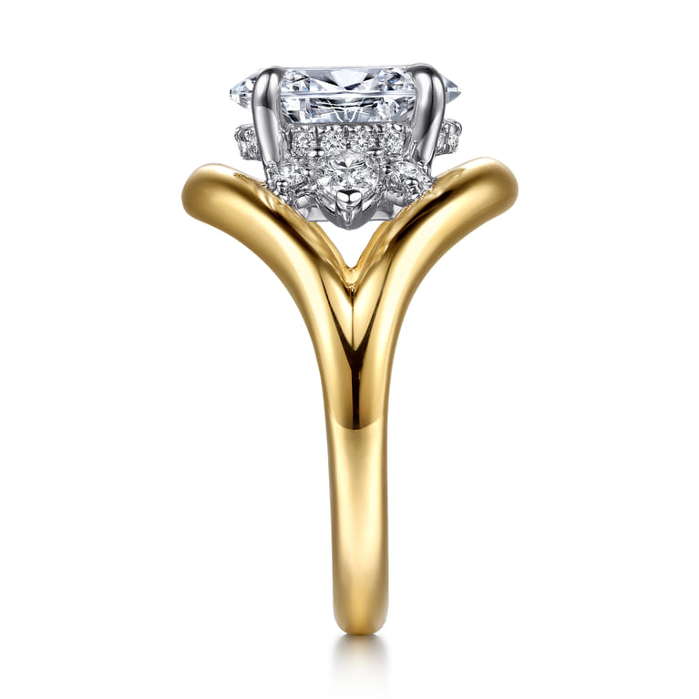 Gail - 14K White-Yellow Gold Oval Diamond Engagement Ring - 0.4 ct - Shot 5