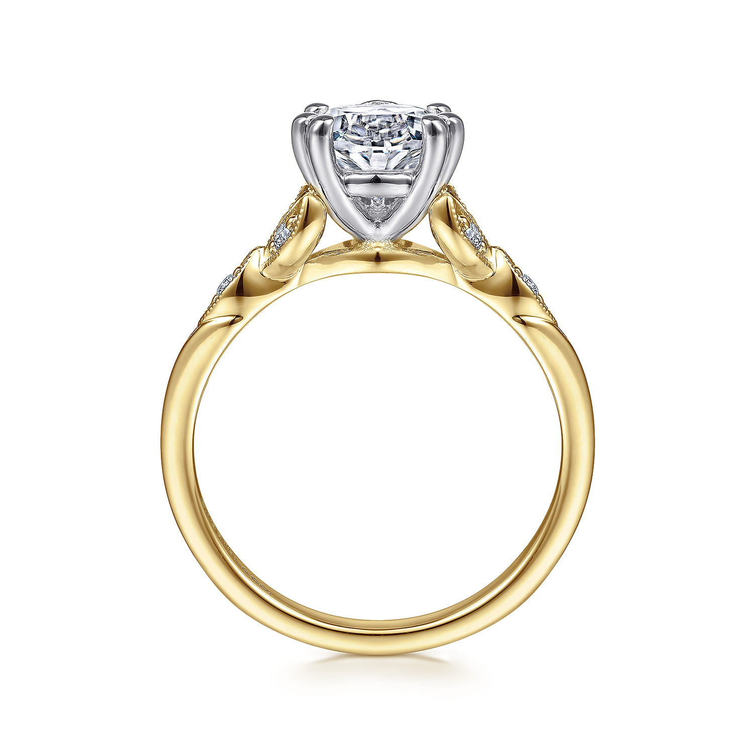 Celia - 14K White-Yellow Gold Pear Shape Diamond Engagement Ring - 0.07 ct - Shot 2