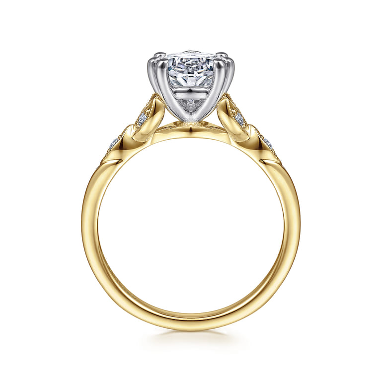 Celia - 14K White-Yellow Gold Pear Shape Diamond Engagement Ring - 0.07 ct - Shot 2