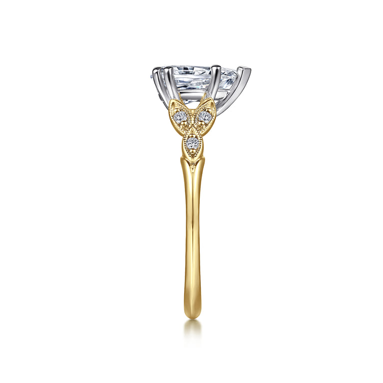 Celia - 14K White-Yellow Gold Pear Shape Diamond Engagement Ring - 0.07 ct - Shot 5
