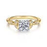 Celia - 14K White-Yellow Gold Round Diamond Engagement Ring - 0.07 ct
