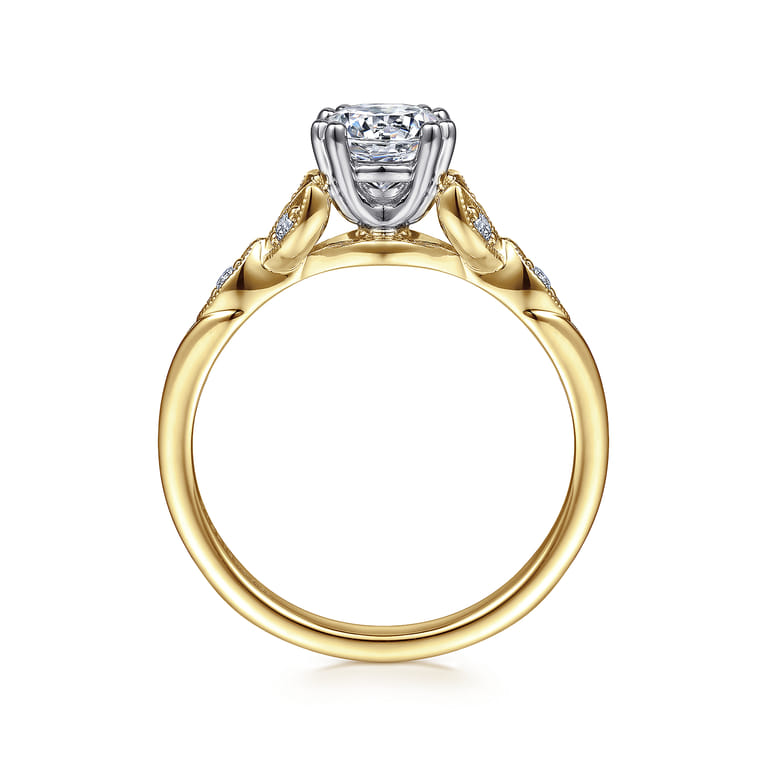 Celia - 14K White-Yellow Gold Round Diamond Engagement Ring - 0.07 ct - Shot 2