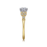 Celia - 14K White-Yellow Gold Round Diamond Engagement Ring - 0.07 ct