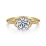 Celia - 14K White-Yellow Gold Round Diamond Engagement Ring - 0.07 ct