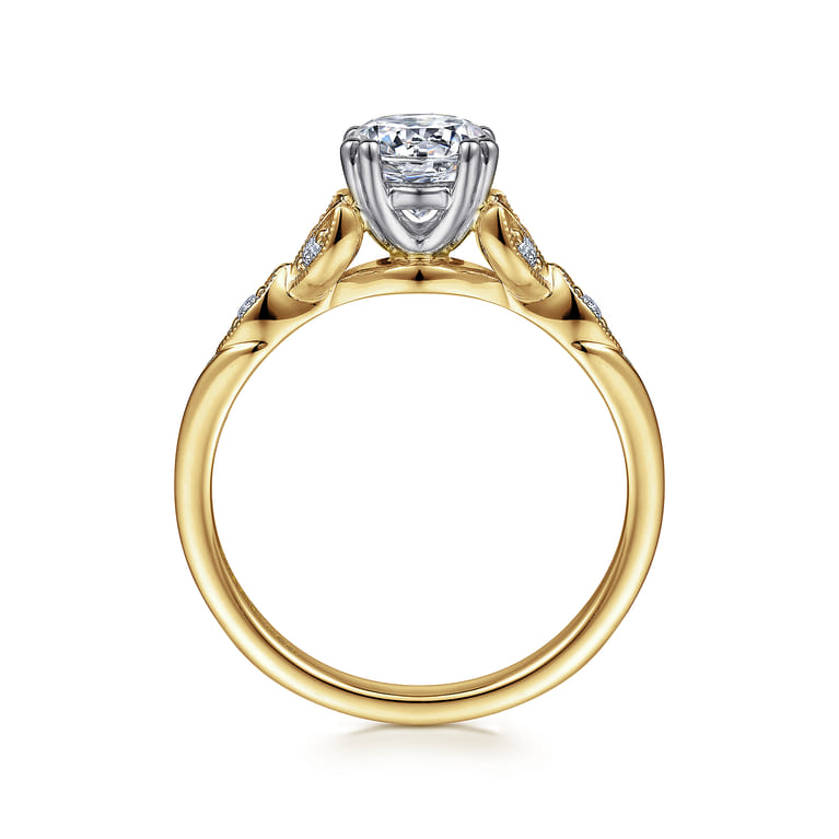 Celia - 14K White-Yellow Gold Round Diamond Engagement Ring - 0.07 ct - Shot 2