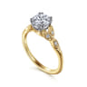 Celia - 14K White-Yellow Gold Round Diamond Engagement Ring - 0.07 ct