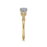 Celia - 14K White-Yellow Gold Round Diamond Engagement Ring - 0.07 ct