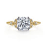 Celia - 14K White-Yellow Gold Round Diamond Engagement Ring - 0.07 ct