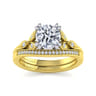Celia - 14K White-Yellow Gold Round Diamond Engagement Ring - 0.07 ct