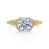 Celia - Vintage Inspired 14K White-Yellow Gold Round Diamond Engagement Ring - 0.07 ct