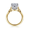 Celia - Vintage Inspired 14K White-Yellow Gold Round Diamond Engagement Ring - 0.07 ct
