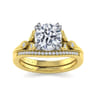 Celia - Vintage Inspired 14K White-Yellow Gold Round Diamond Engagement Ring - 0.07 ct