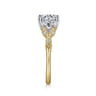 Celia - Vintage Inspired 14K White-Yellow Gold Round Diamond Engagement Ring - 0.07 ct