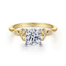 Eliza - Vintage Inspired 14K White-Yellow Gold Split Shank Round Diamond Engagement Ring - 0.07 ct
