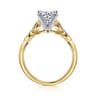 Eliza - Vintage Inspired 14K White-Yellow Gold Split Shank Round Diamond Engagement Ring - 0.07 ct