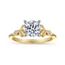 Eliza - Vintage Inspired 14K White-Yellow Gold Split Shank Round Diamond Engagement Ring - 0.07 ct
