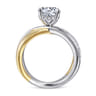 Betty - 14K White-Yellow Gold Round Split Shank Hidden Halo Diamond Engagement Ring - 0.75 ct